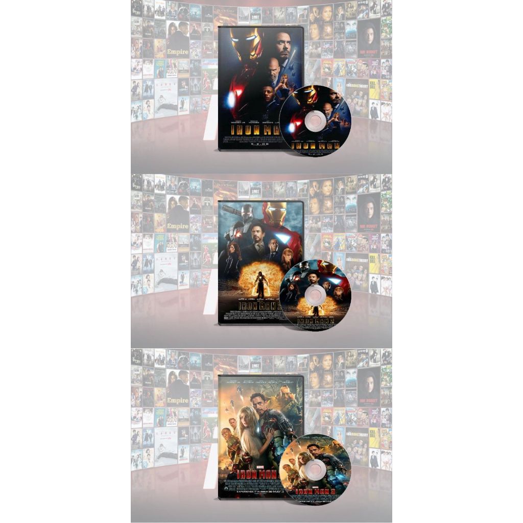 DVD Iron Man (2008) + DVD Iron Man 2 (2010) + DVD Iron Man 3 (2013)