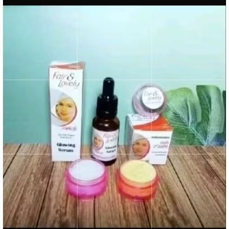 paket 3in cream fair & lovely siang malam, serum fair & lovely