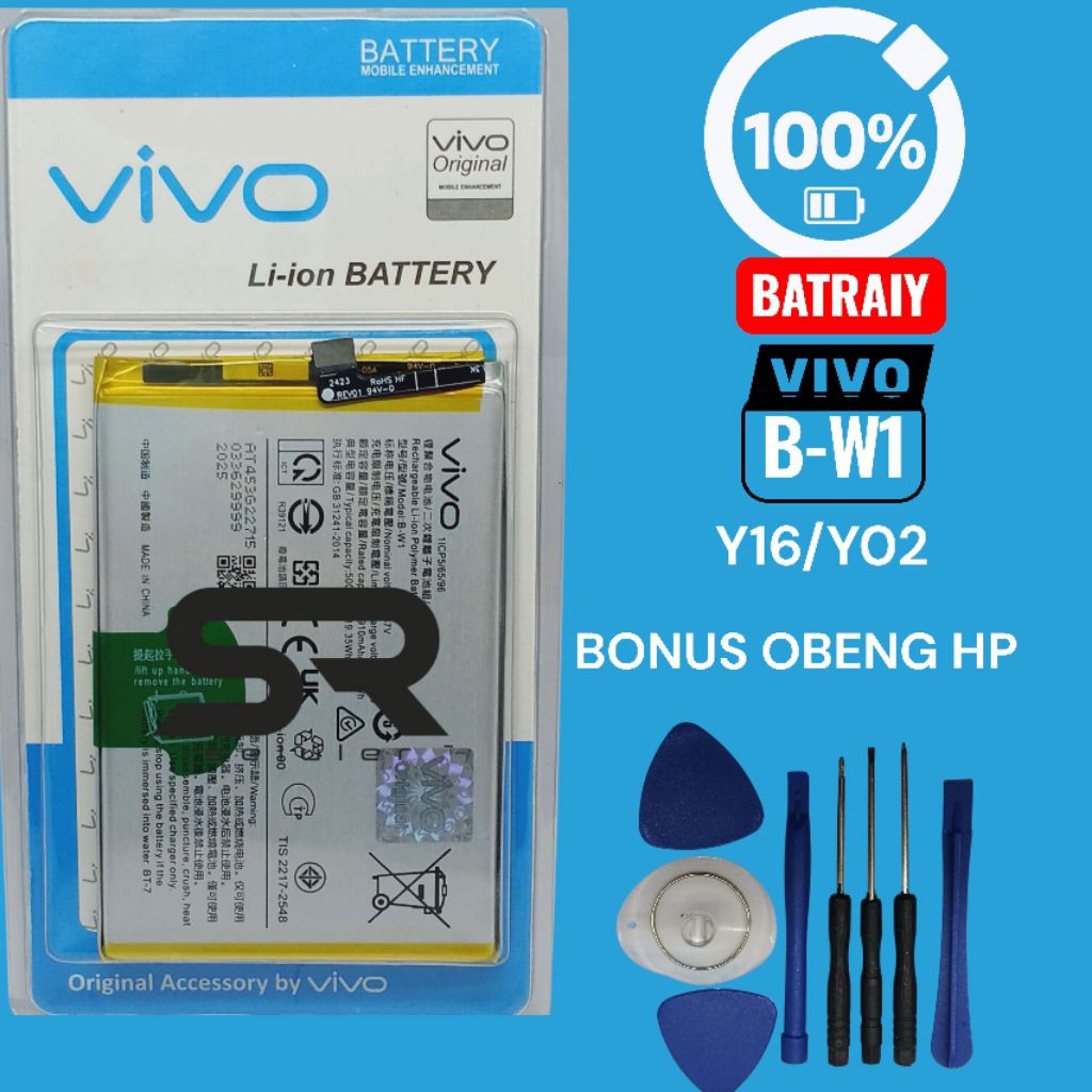 BATRAI BATRE VIVO Y02 B-W1 ORIGINAL BONUS OBENG HP
