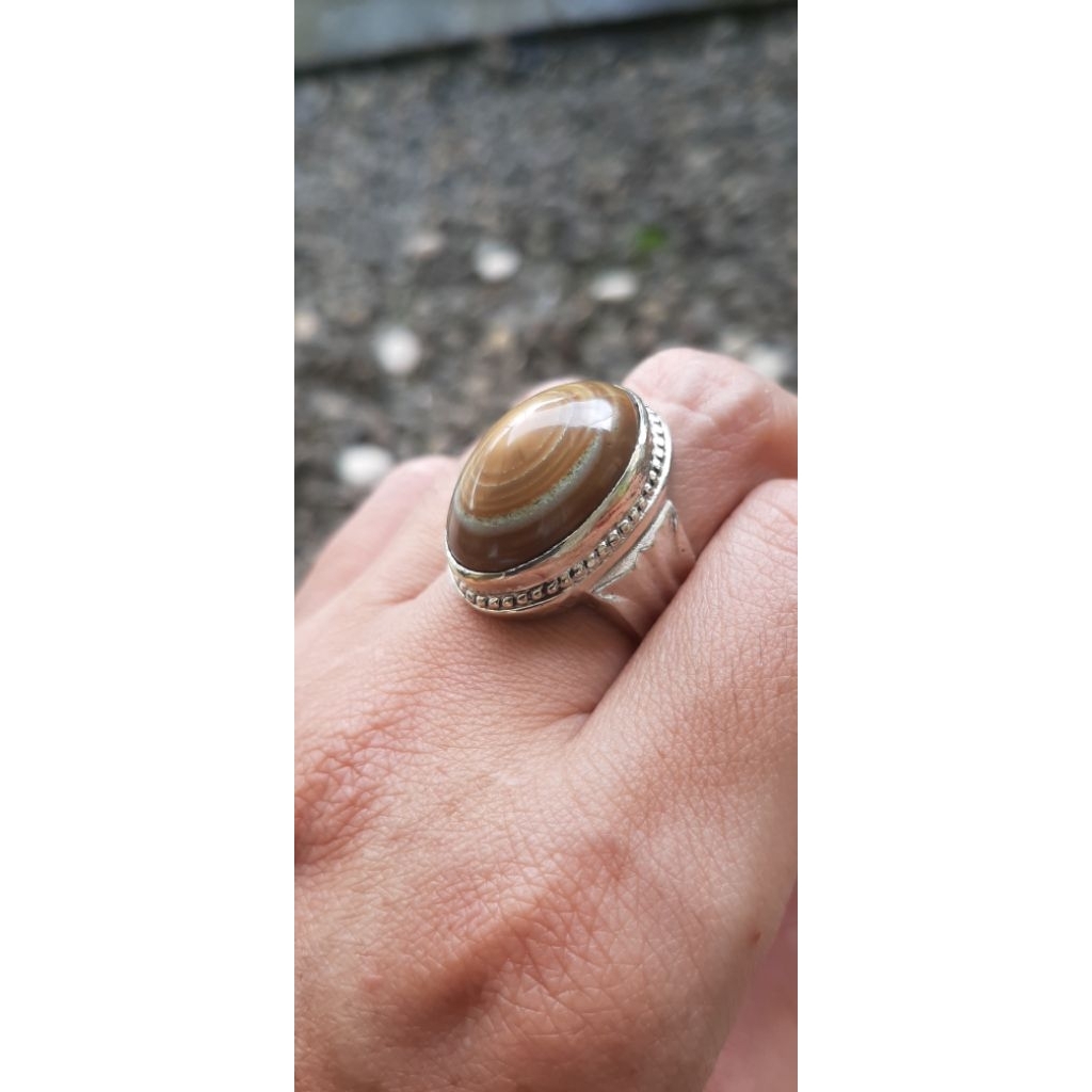 Natural Cincin Batu Puser Bumi Coklat Susu Asli Tanah Jawa