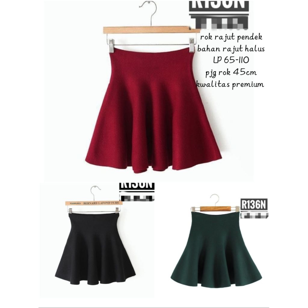 rok pendek knit bahan rajut halus import premium