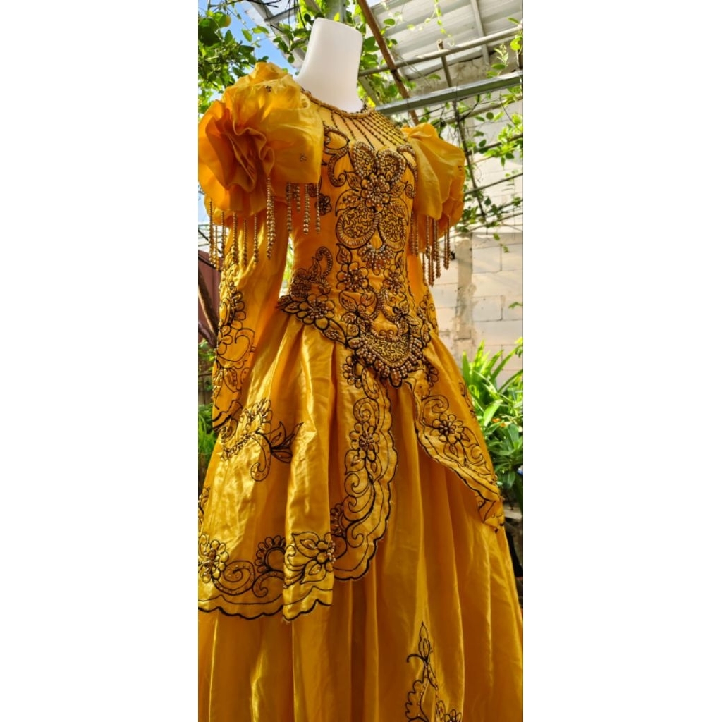 SALE Gaun Noni Belanda Kuning Gold Berpayet bisa Party Brithday - Prom - Pesta - Penyanyi - Karaval 