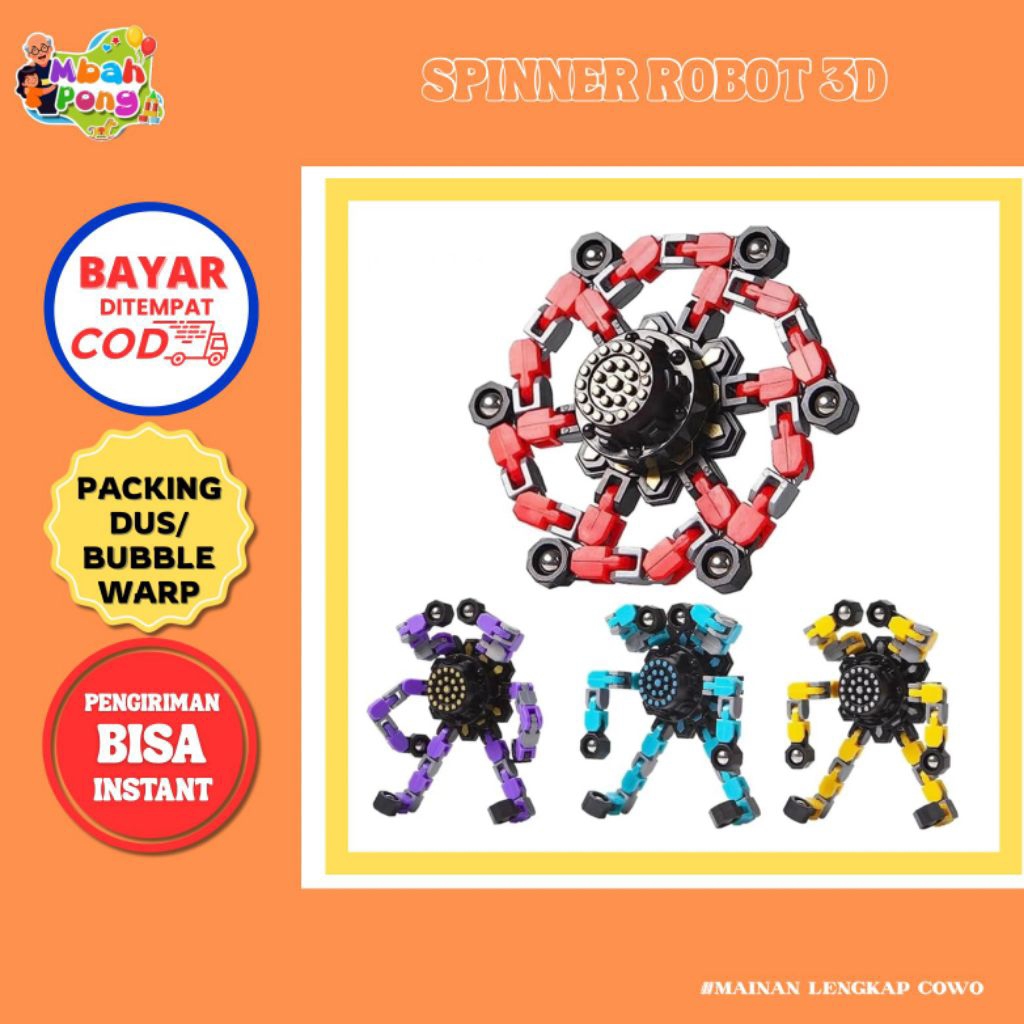 Mainan Spinner Robot Terbaru / Fidget Fingertip Spinner 3D / Mainan Spinner Besi