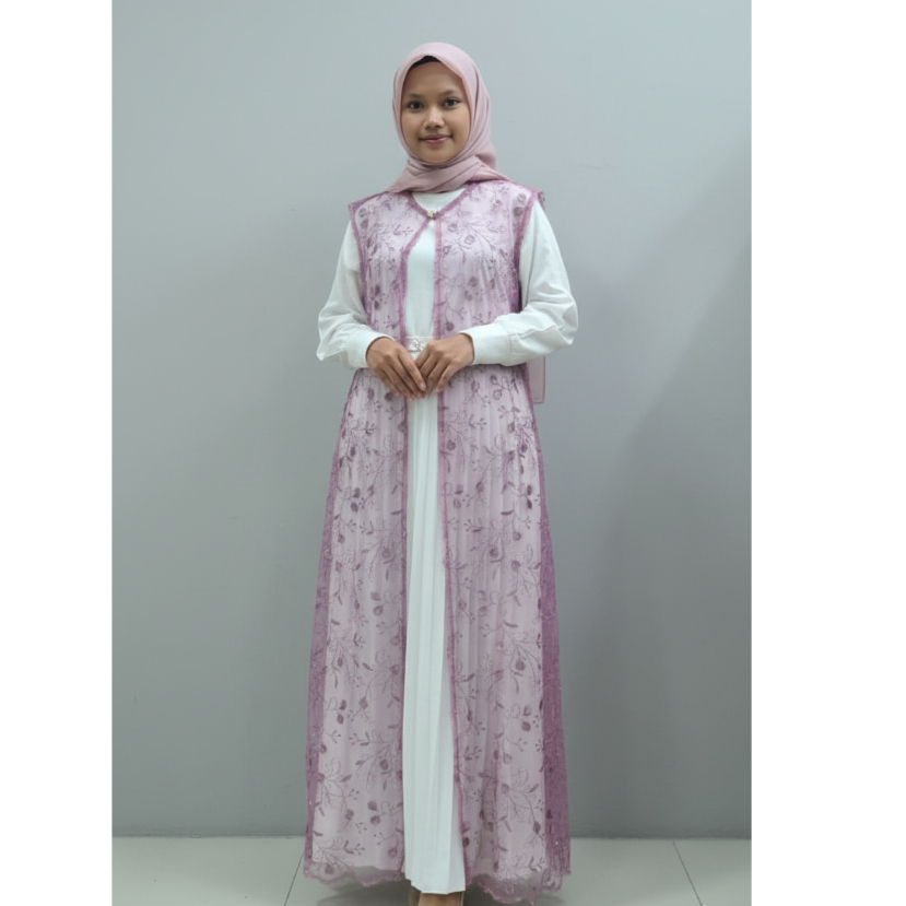 Outer Long Dress Mutiara Bling Bling FREE bross cantik