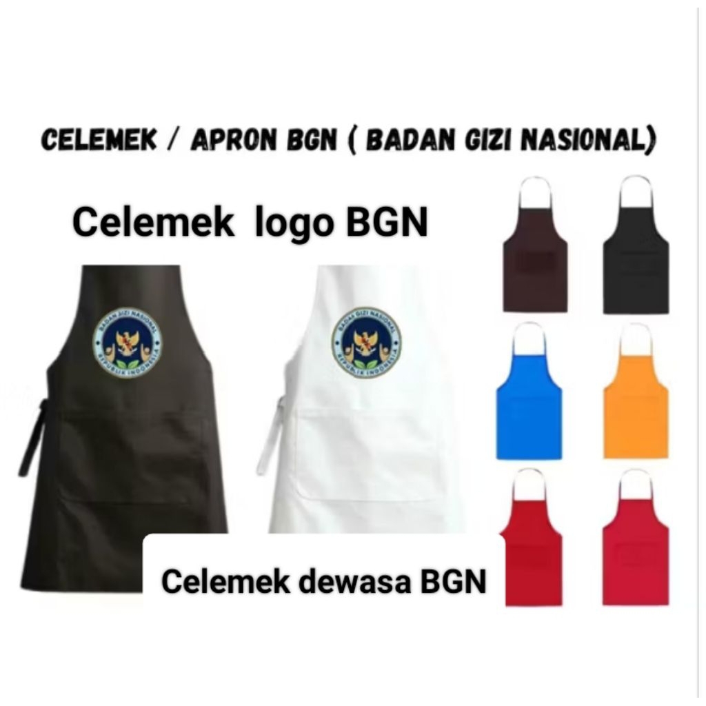 Apron Logo BGN UK Dewasa/ Bahan Kain SAB/ Celemek Logo BGN