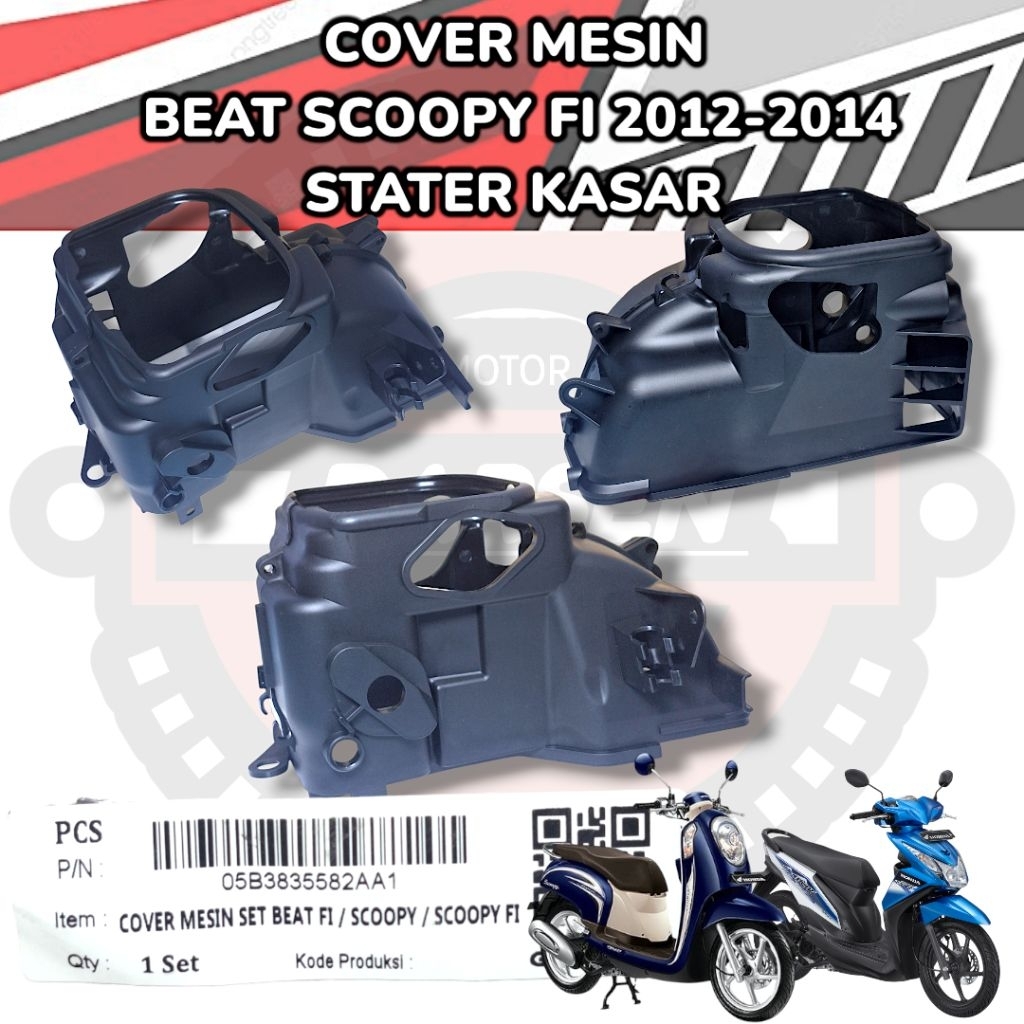 COVER TUTUP MESIN BEAT SCOOPY KARBU FI STATER KASER 2012-2014 ORIGINAL TENSHI