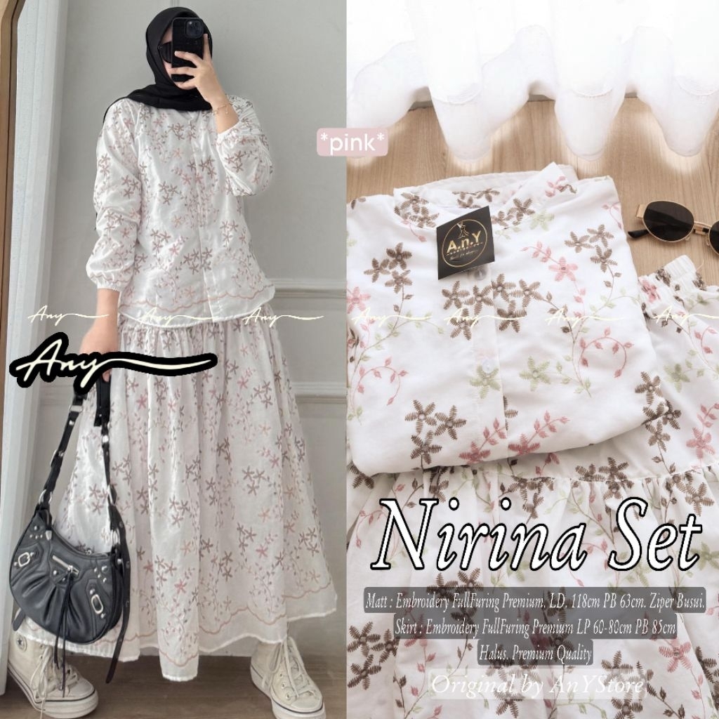 Nirina setelan tunik dan rok by A.N.Y long tunic jumbo ld 120 CM rok panjang plisket long tunik katb