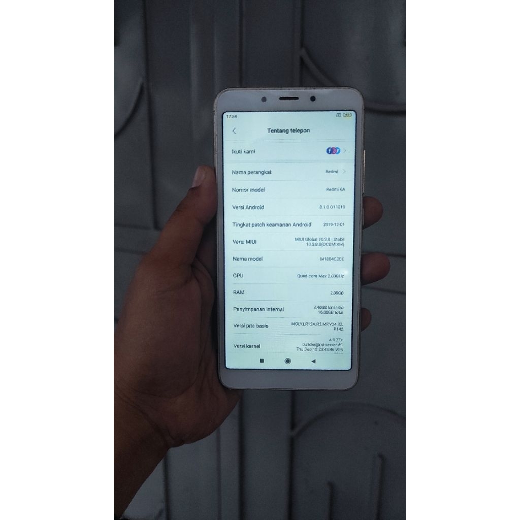 REDMI 6A RAM 2/16 HP ANDROID HP SECOND