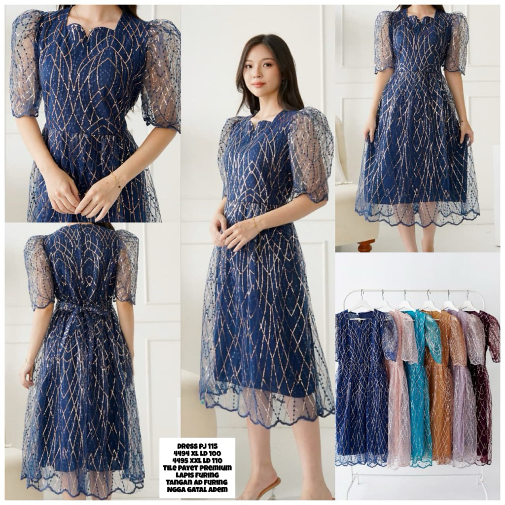 ECI - Dress Natal 2025 Gaun Gereja Gaun Tile Payet