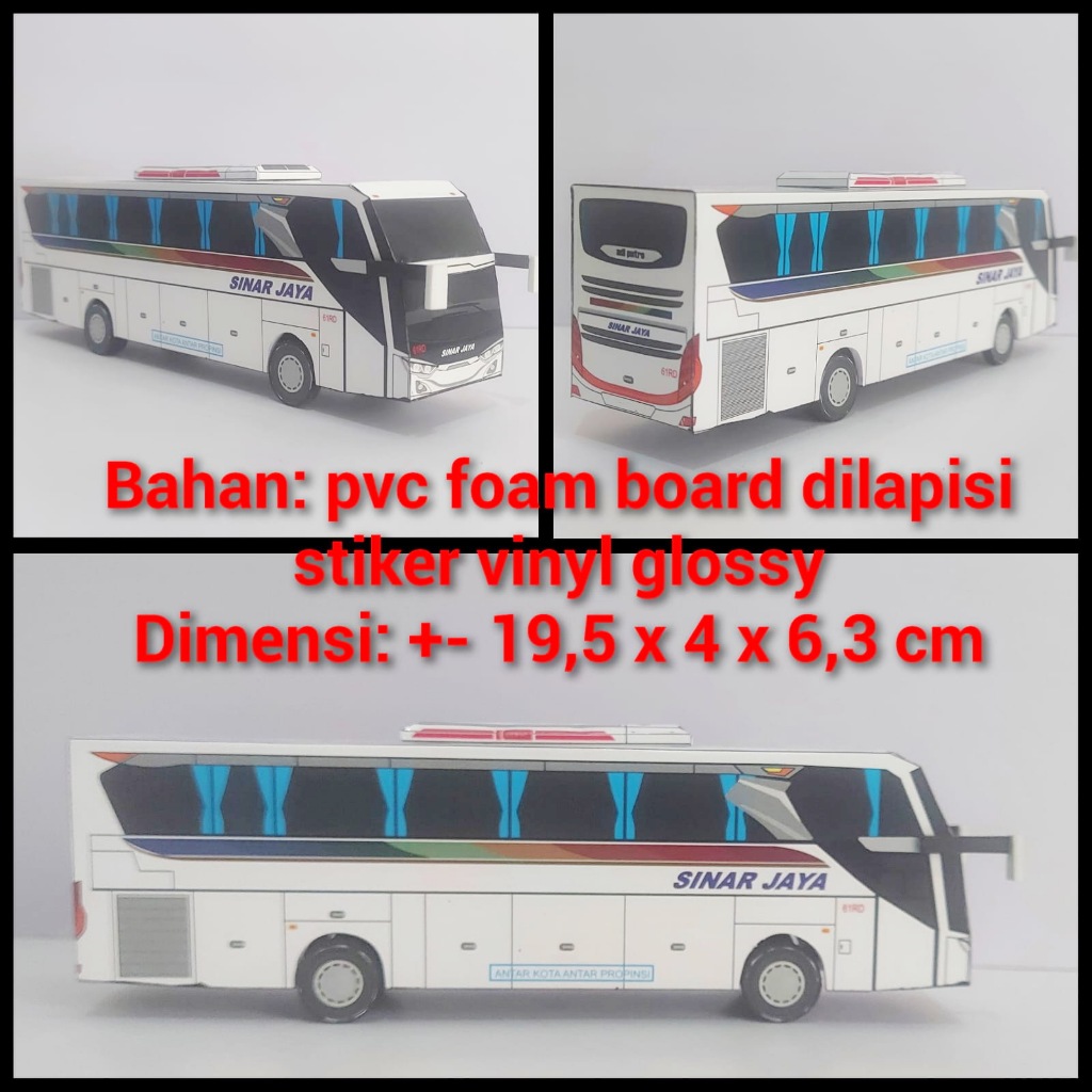 Miniatur Bus Sinar Jaya Voyager - Papercraft Kurniatravel