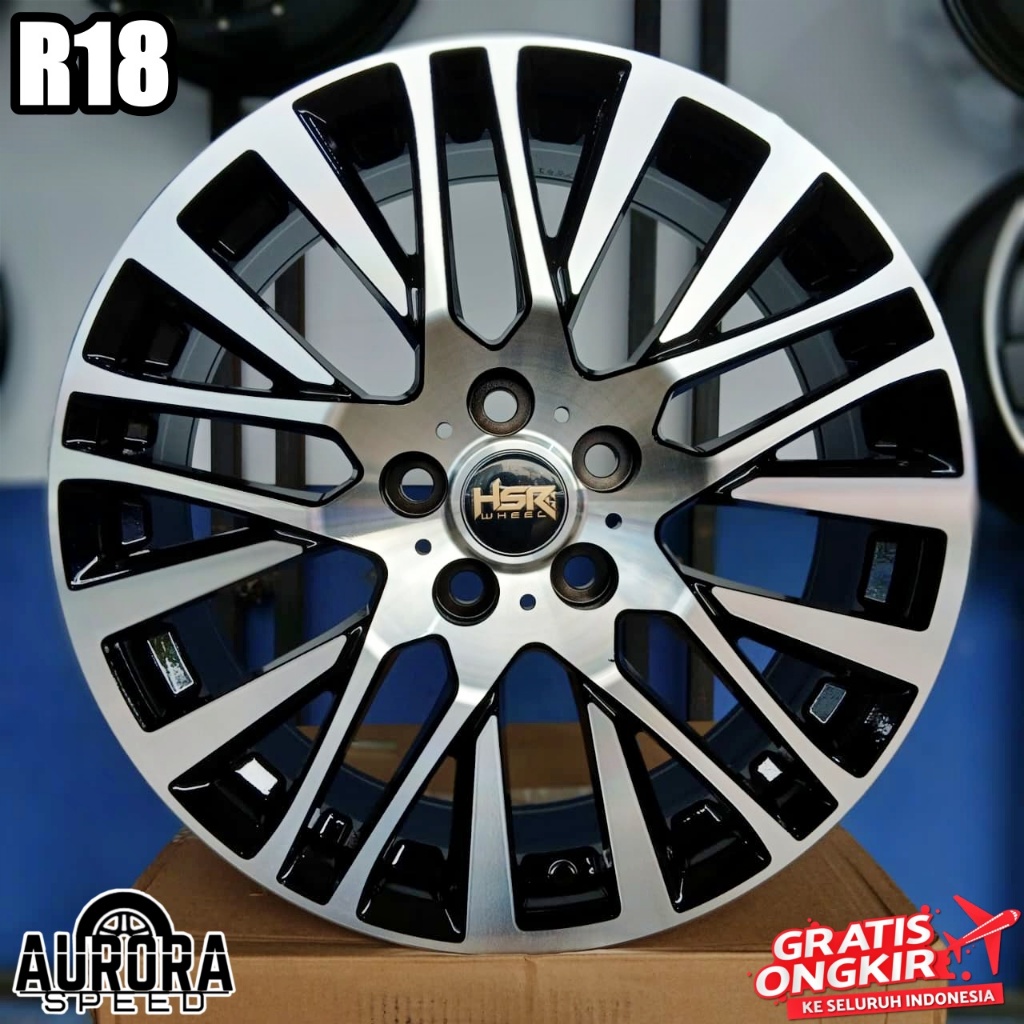 Velg ring 18 untuk mobil HRV Alphard Xpander Zenix Terios Sportage Pelek HSR AKITA R18 Black polish