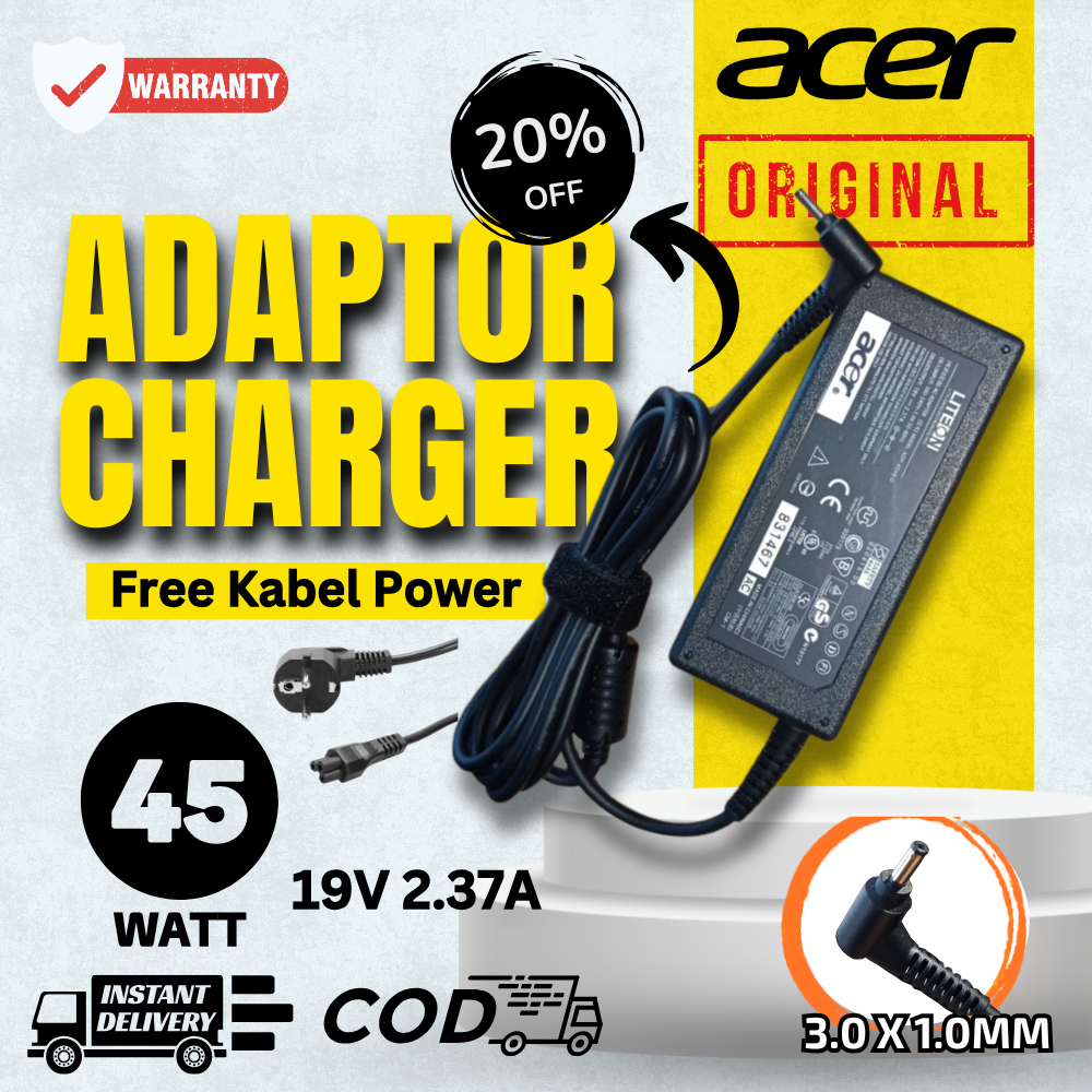 45W Adaptor Charger Acer Aspire 3 A314-22 A314-22G A314-35 Series N20Q1 2.37A 3011 BERGARANSI