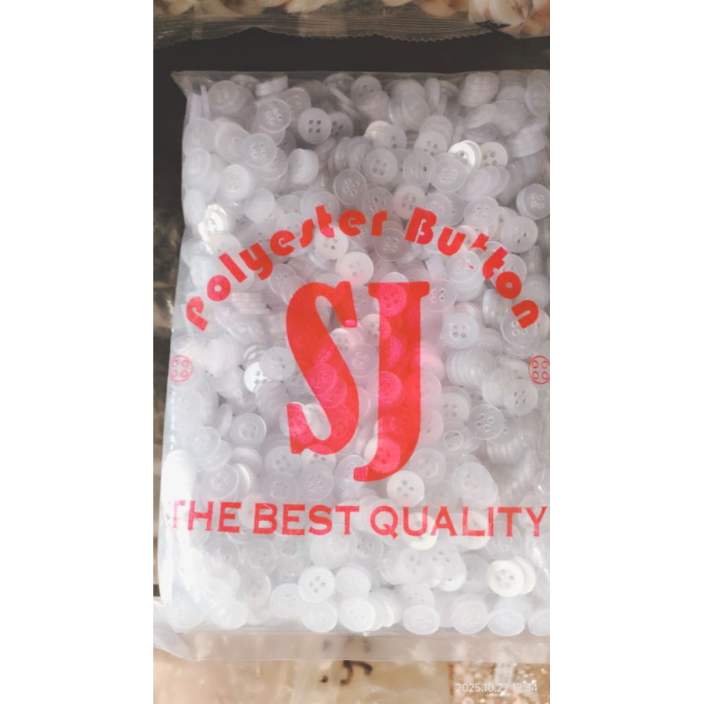 (1bks) Kancing Bening Putih Baju Kemeja/Baju Dinas/Seragam/Polyester Button Lubang 4