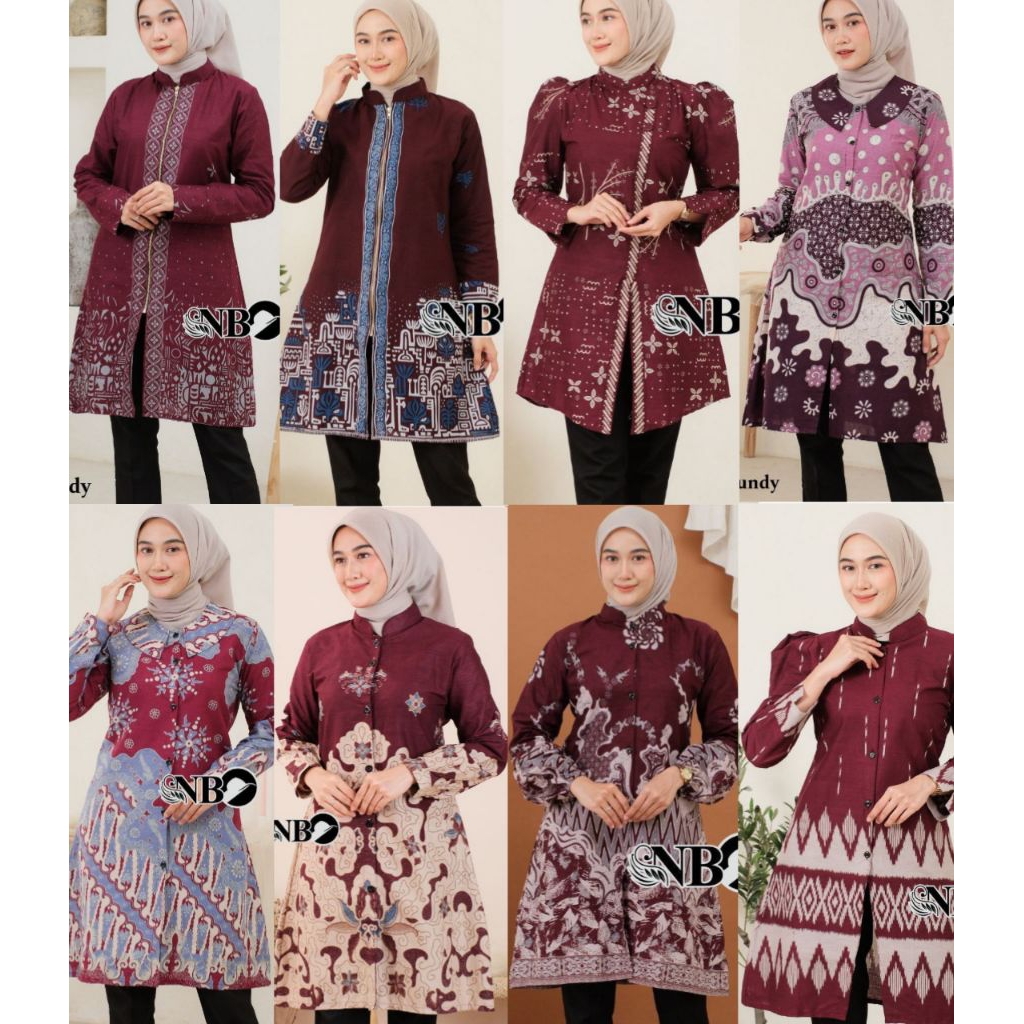 Tunik Batik Warna Burgundy/ Batik Wanita Tunik Warna Burgundi/ Batik Wanita Panjang Warna Burgundy