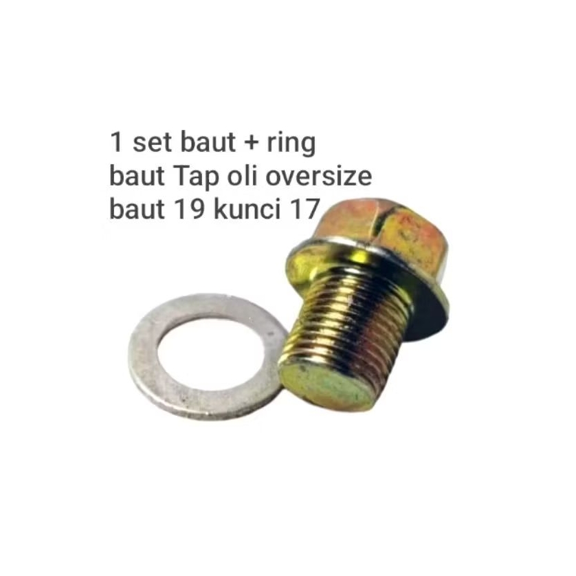 BAUT TAP TUTUP OLI MESIN BAWAH OVERSIZE M14 BAUT 19 KUNCI 17 DRAT KASAR ORIGINAL GRADE A BAUT TAP OL