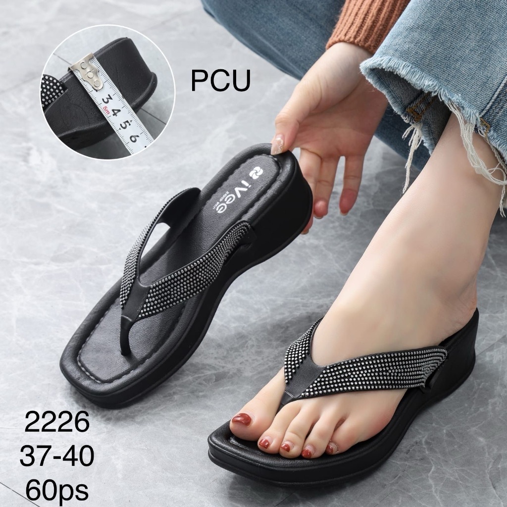 Sandal Jepit Wanita Variasi Glitter Wedges Bahan Karet PREMIUM PCU BALANCE sandal jepit karet permat