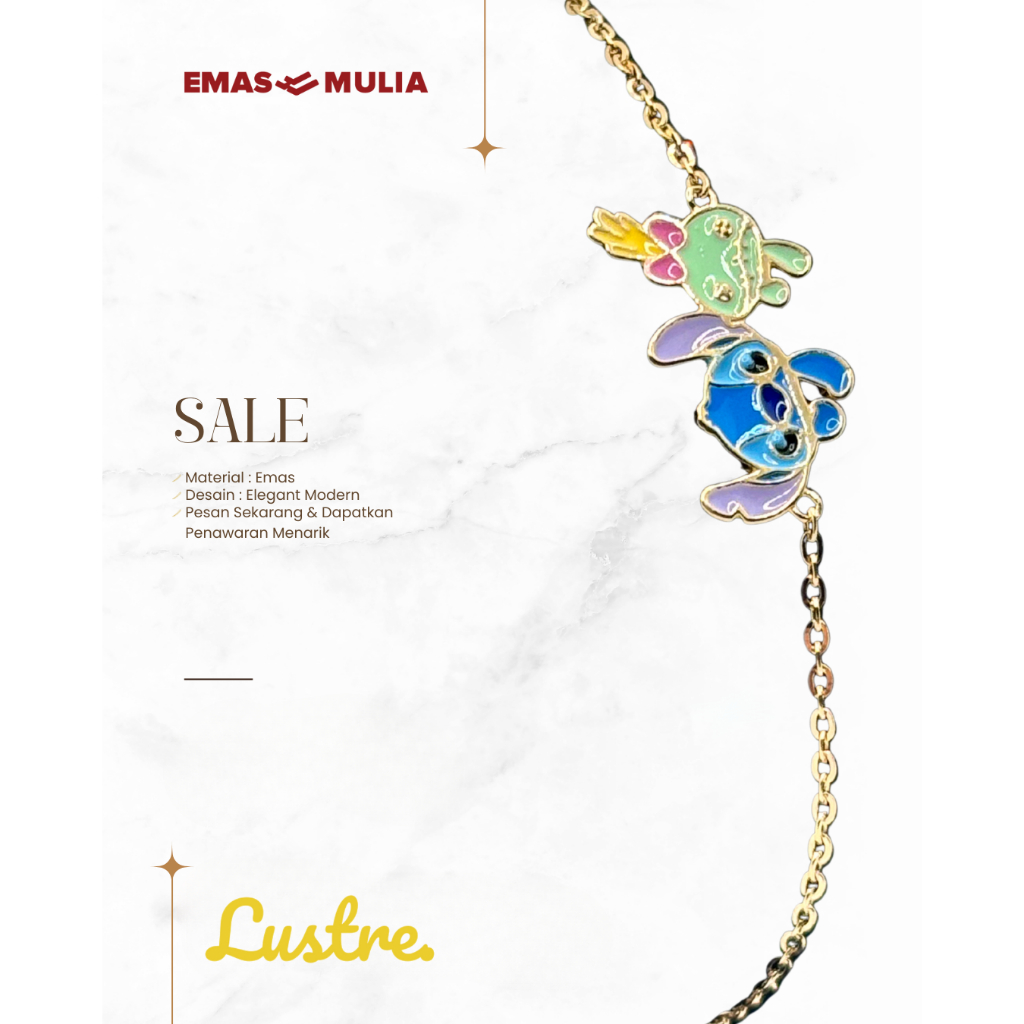 001 Q1 - Q3 UBS Gold Kalung Kasandra Disney Stitch KKY0558-1