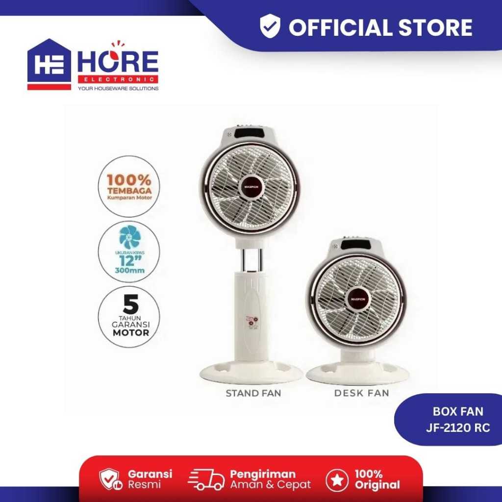 Maspion Desk Fan JF 2120 RC Kipas Angin Meja Dinding 2in1 12 Inch Remote Control JF2120RC Original