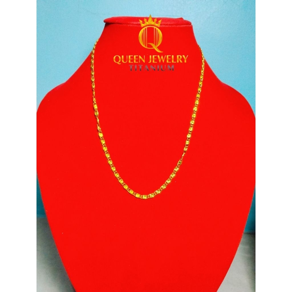 Kalung Titanium Gold Beads Chain – Tampilan Glowing & Classy | Queen Jewelry Titanium
