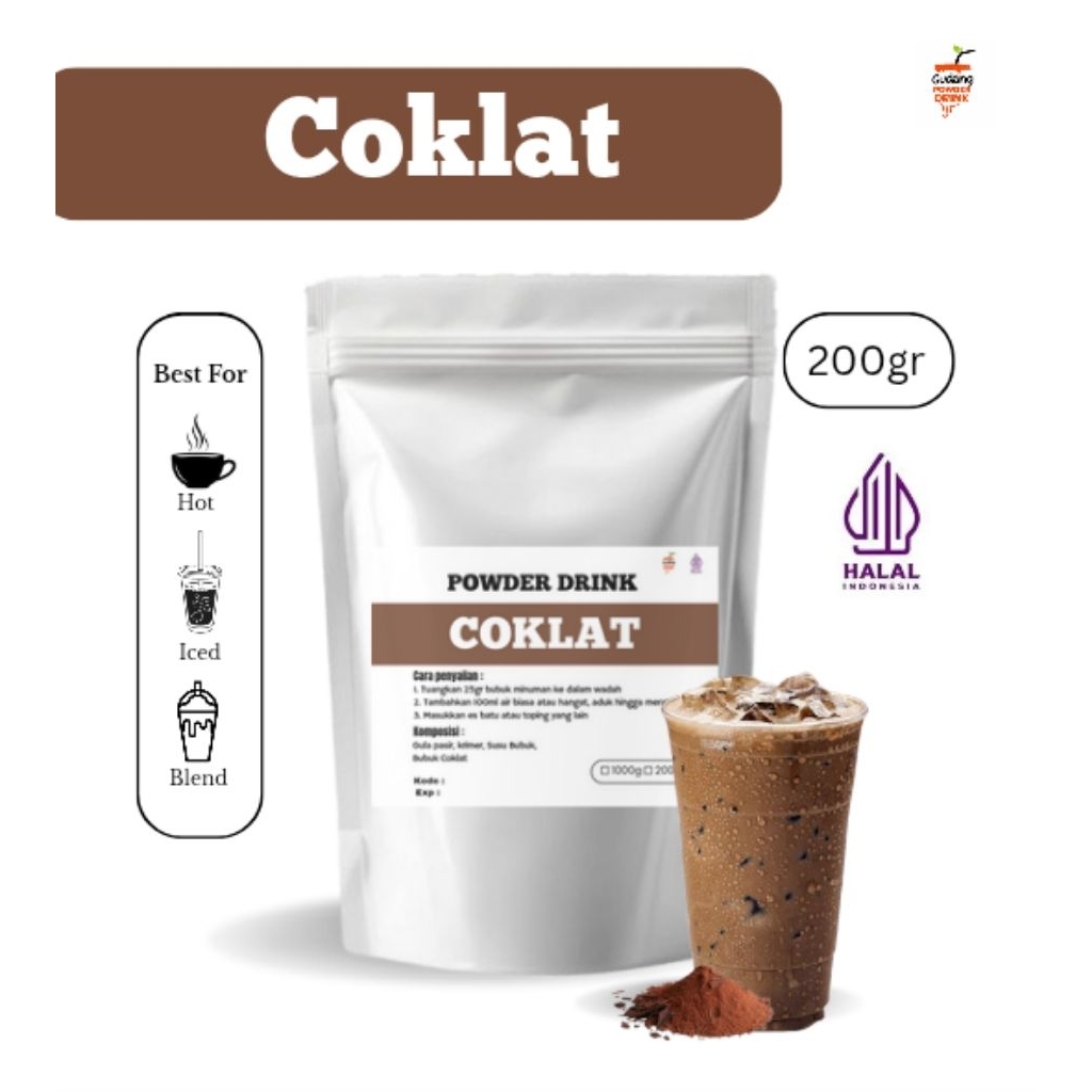 Minuman bubuk rasa coklat 200g/ minuman bubuk premium/ coklat powder/ bubuk minuman kekinian/ powder