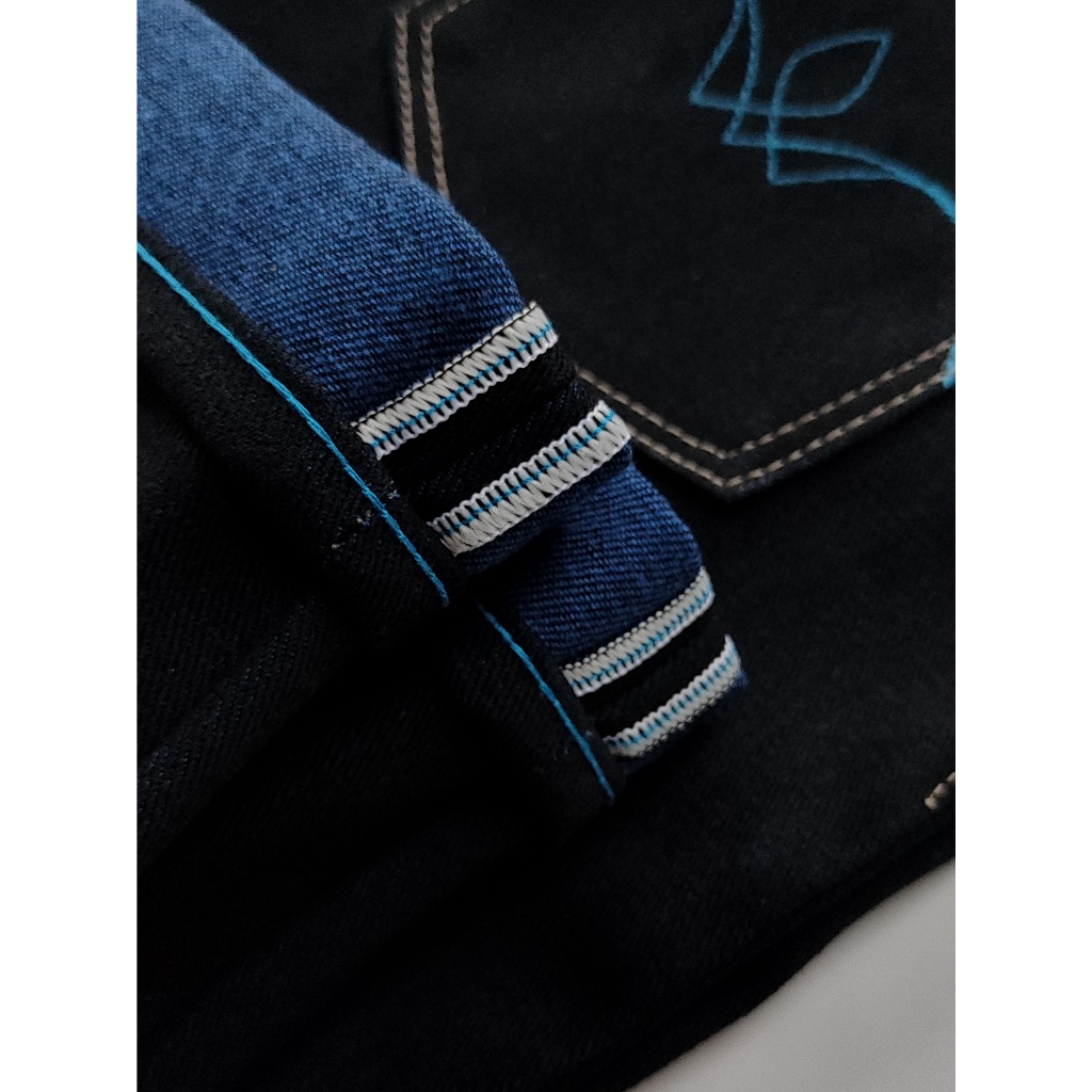 SELVEDGE     [BIG SIZE ]     deep blueline VILLAGE FLOWERS x PRO indigo 15.oz [ONE OCEAN DENIM]