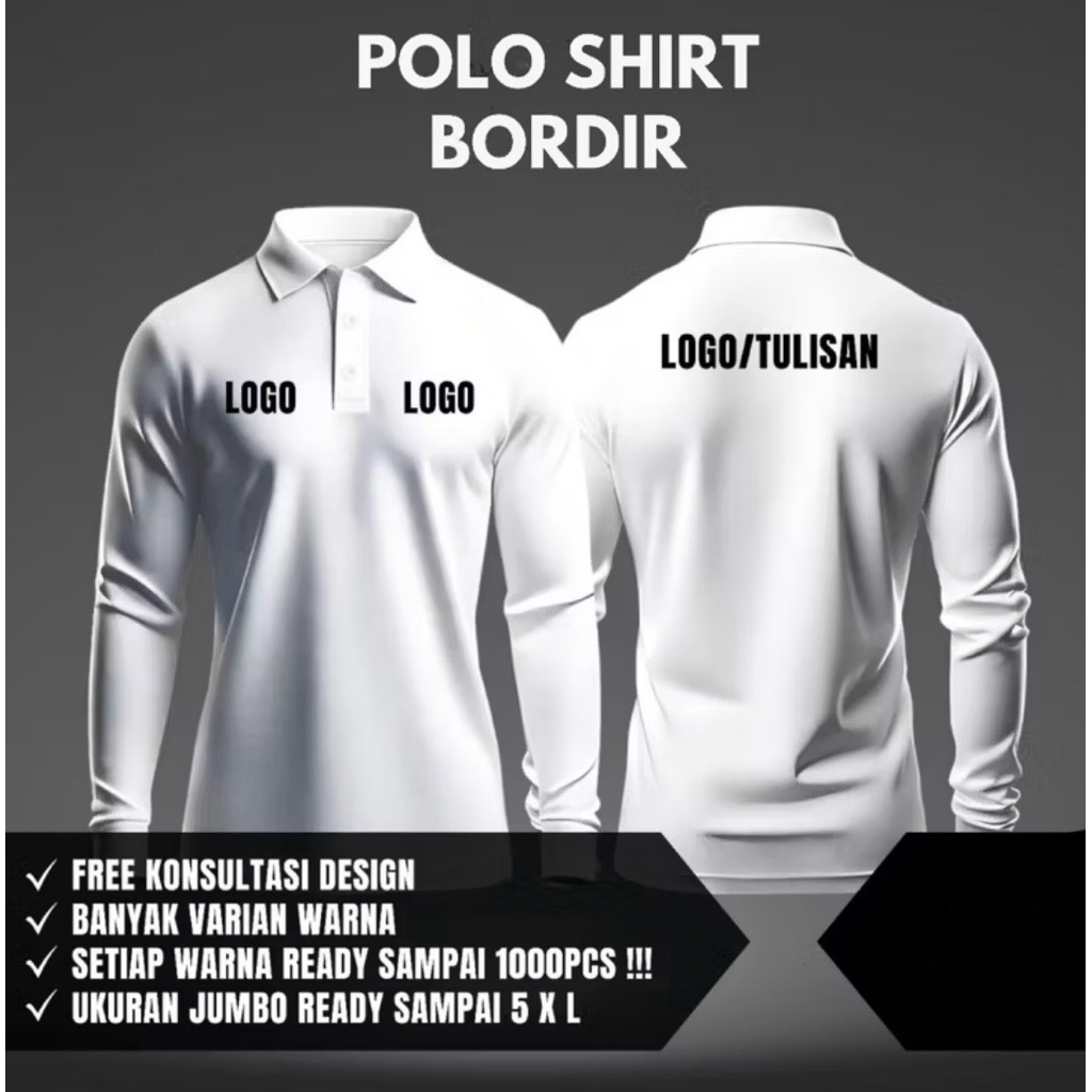KAOS POLO LENGAN PANJANG BORDIR CUSTOM SERAGAM  KERJA