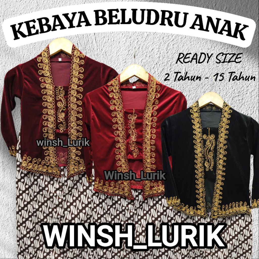 KEBAYA BELUDRU ANAK - BAJU ADAT ANAK PEREMPUAN - KEBAYA ANAK PEREMPUAN - BAJU ADAT JAWA ANAK PEREMPU