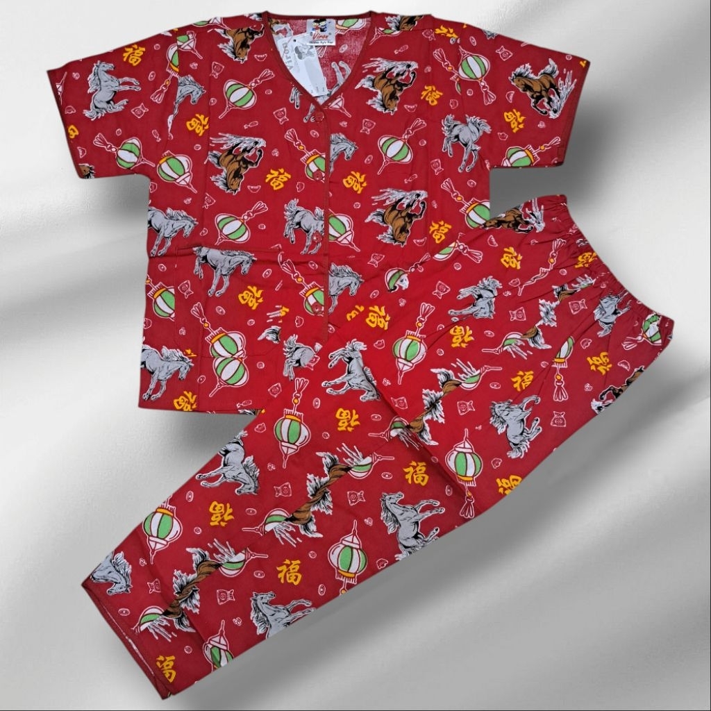 IMLEK KUDA 2026 - Baju Tidur Imlek KUDA HORSE Anak Piyama Viron Katun Super Premium  1-15 tahun cewe