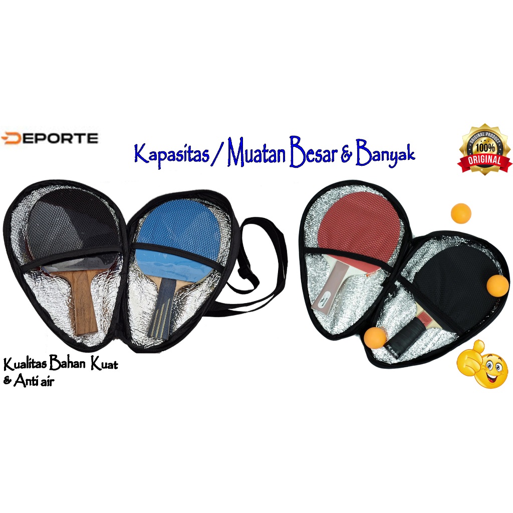 Tas Raket/Bag/Cover Bet Tenis Meja/Pingpong 2 Bet Anti Air(Water Proof) Deporte Original 100% Co