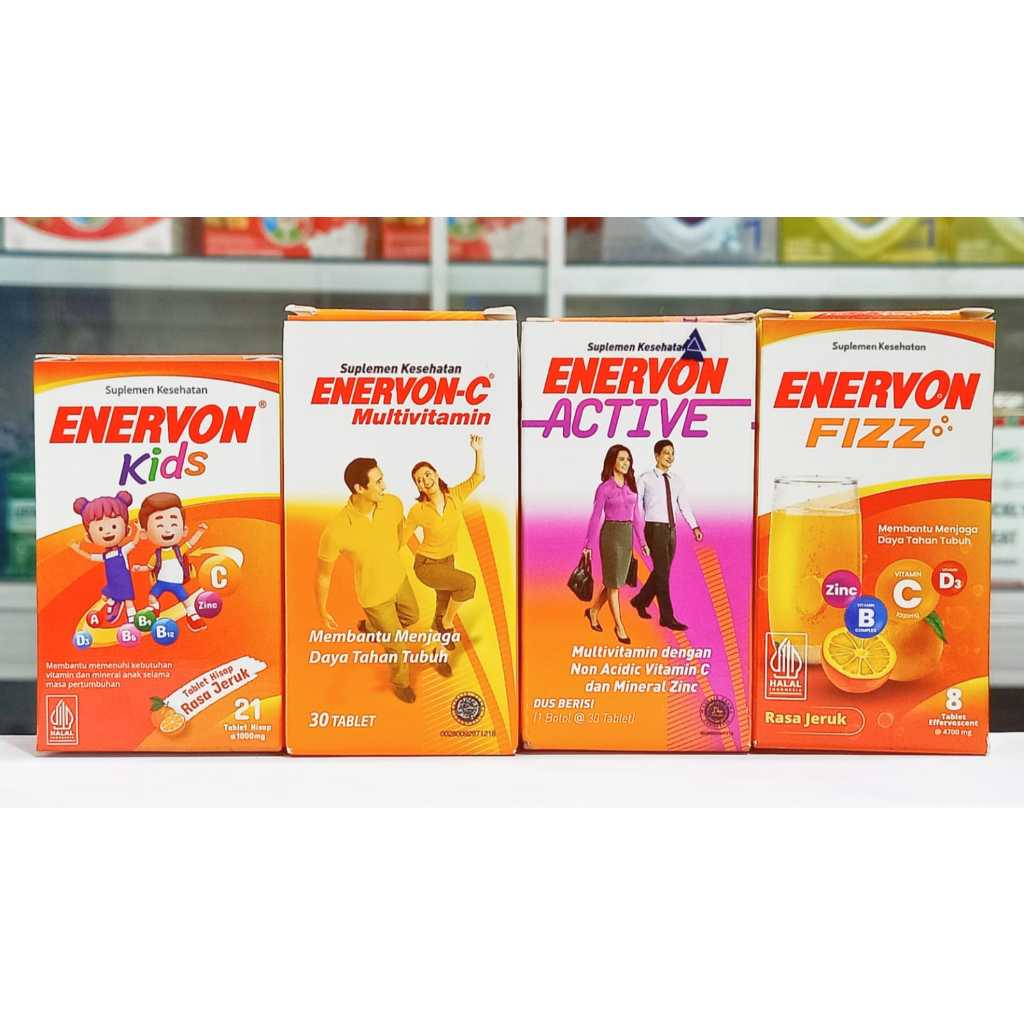 ENERVON KIDS, ENERVON-C, ACTIVE & FIZZ 1 BOTOL ISI 8, 21 & 30 TABLET - MENJAGA KESEHATAN TUBUH