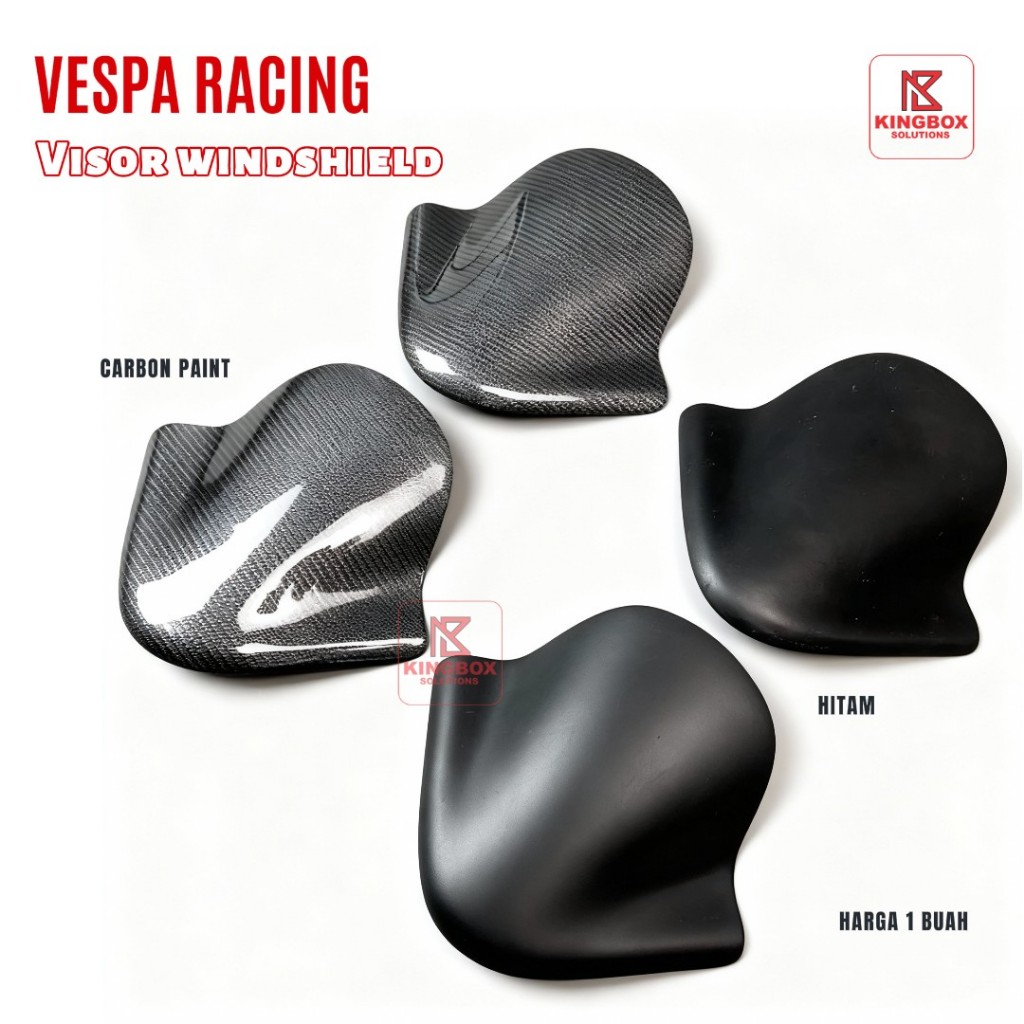 Windshield Visor Vespa Stang Balap Racing Excel Carbon Hitam