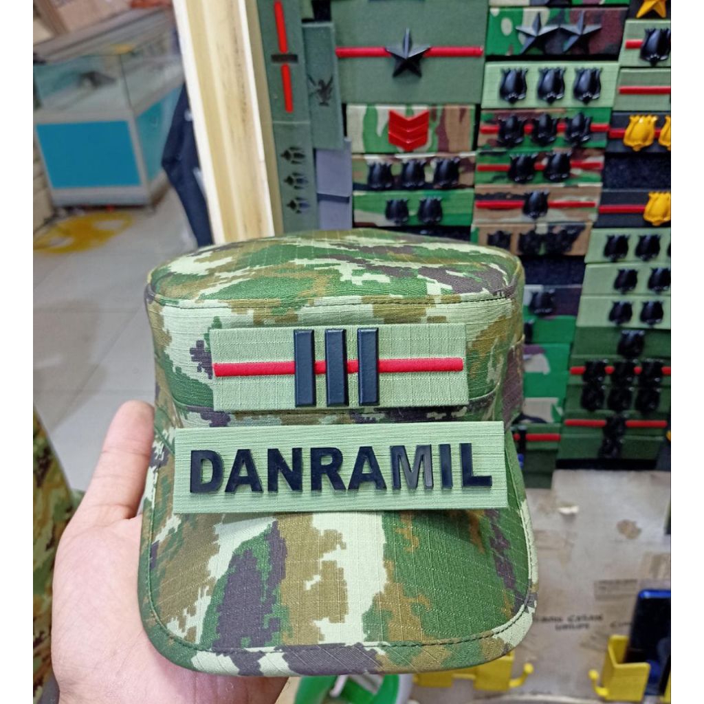 Topi Pet PDL TNI Terbaru + Pangkat Kapten Dan Nama Costum