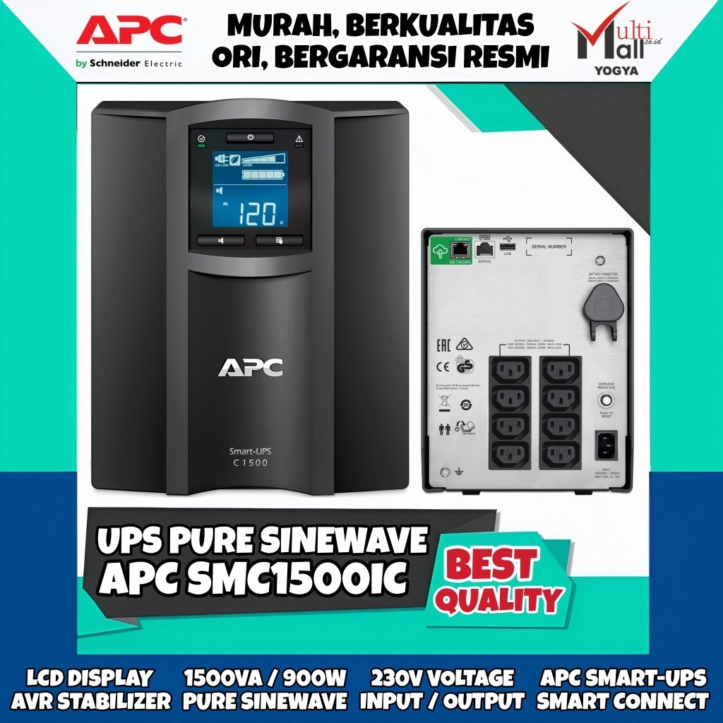 APC Smart-UPS Pure Sinewave SMC1500IC 1500VA LCD Display AVR Stabilizer SmartConnect USB Serial