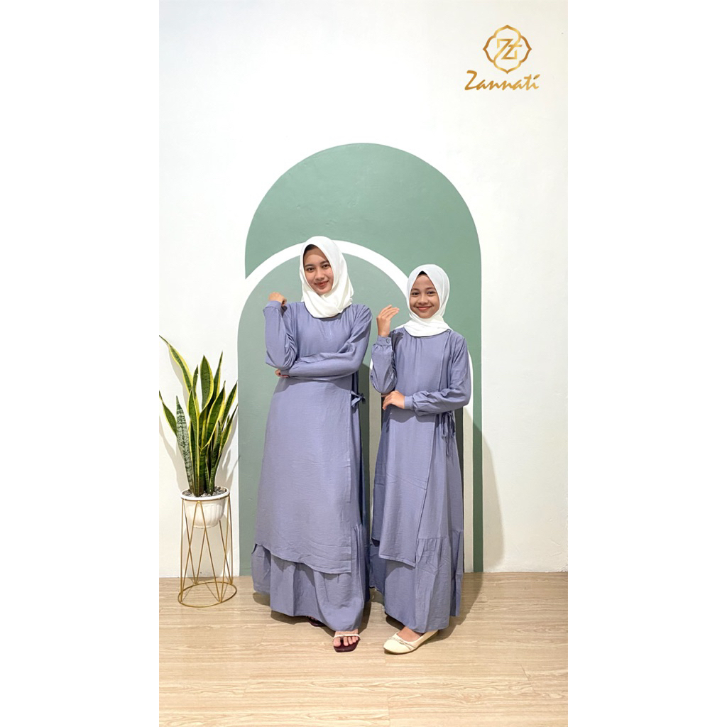 Gamis Couple Ibu & Anak Gamis Anak Tanggung Polo Linen Premium
