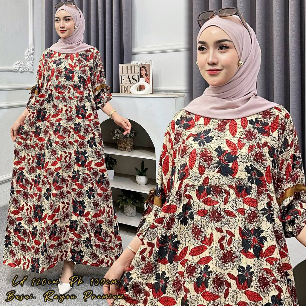 Sedress Etnik Sakila Bahan Rayon Premium Busui Friendly Motif Kekinian Panjang Dress Wanita