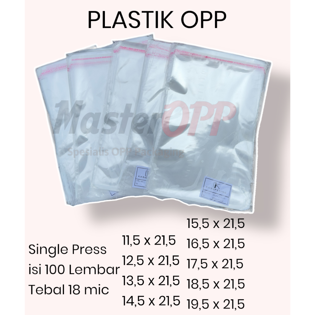 PLASTIK OPP UNDANGAN 04 18 MICRON ISI 100 LEMBAR 11.5x21.5 12.5x21.5 13.5x21.5 14.5x21.5 15.5x21.5 1