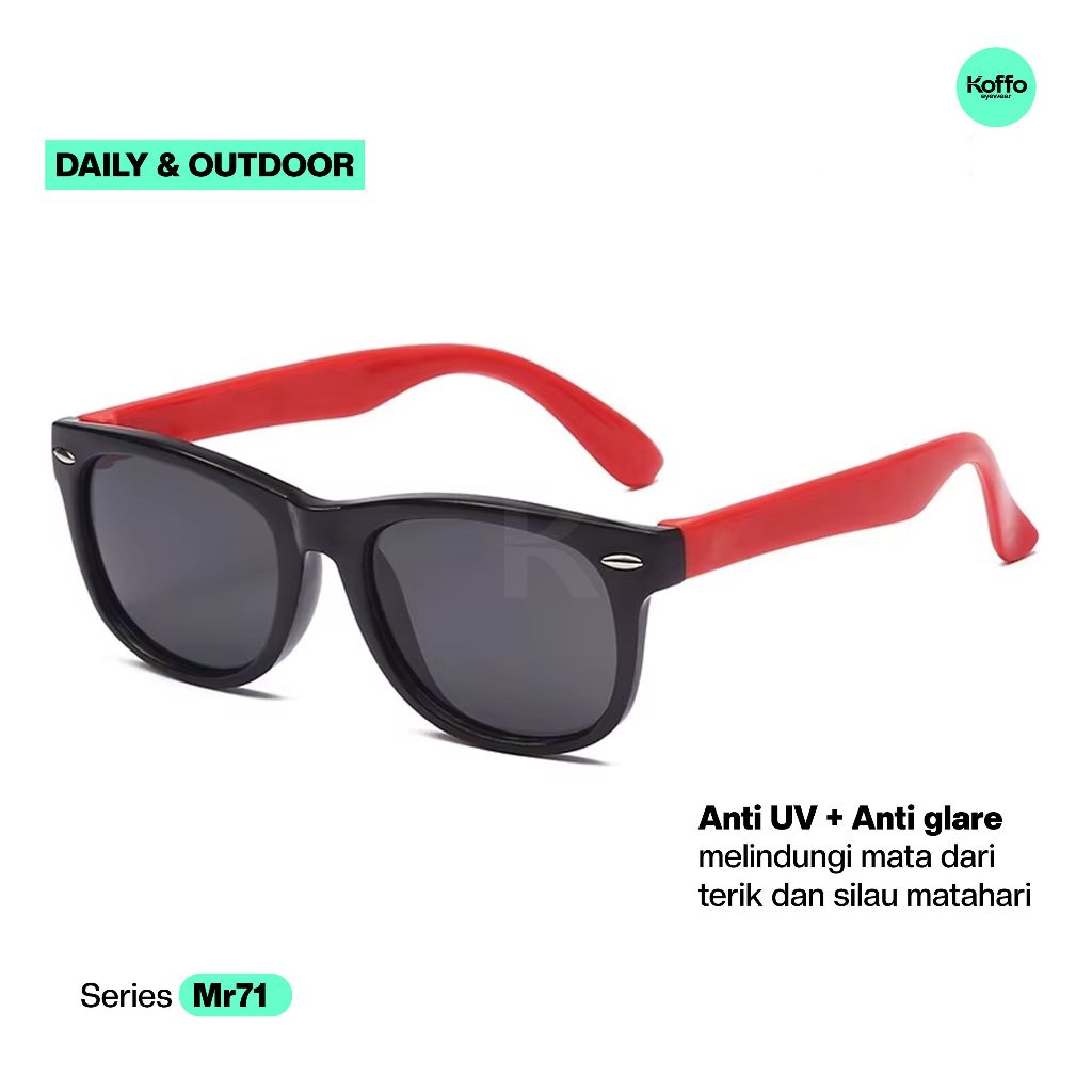 Koffo - Kacamata Hitam Gaya Batang Merah Sunglasses Unisex
