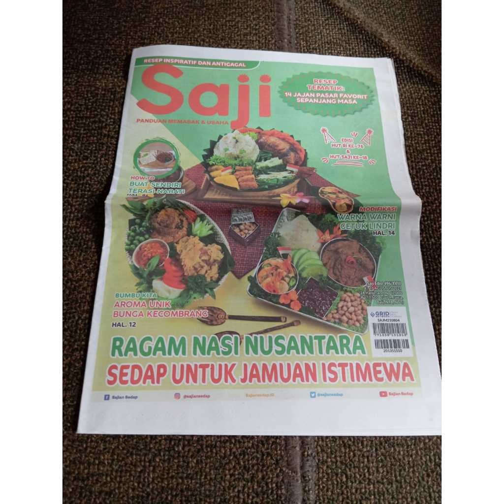 Tabloid Saji Ragam Nasi Nusantara Untuk Sajian Istimewa edisi Agustus 2021