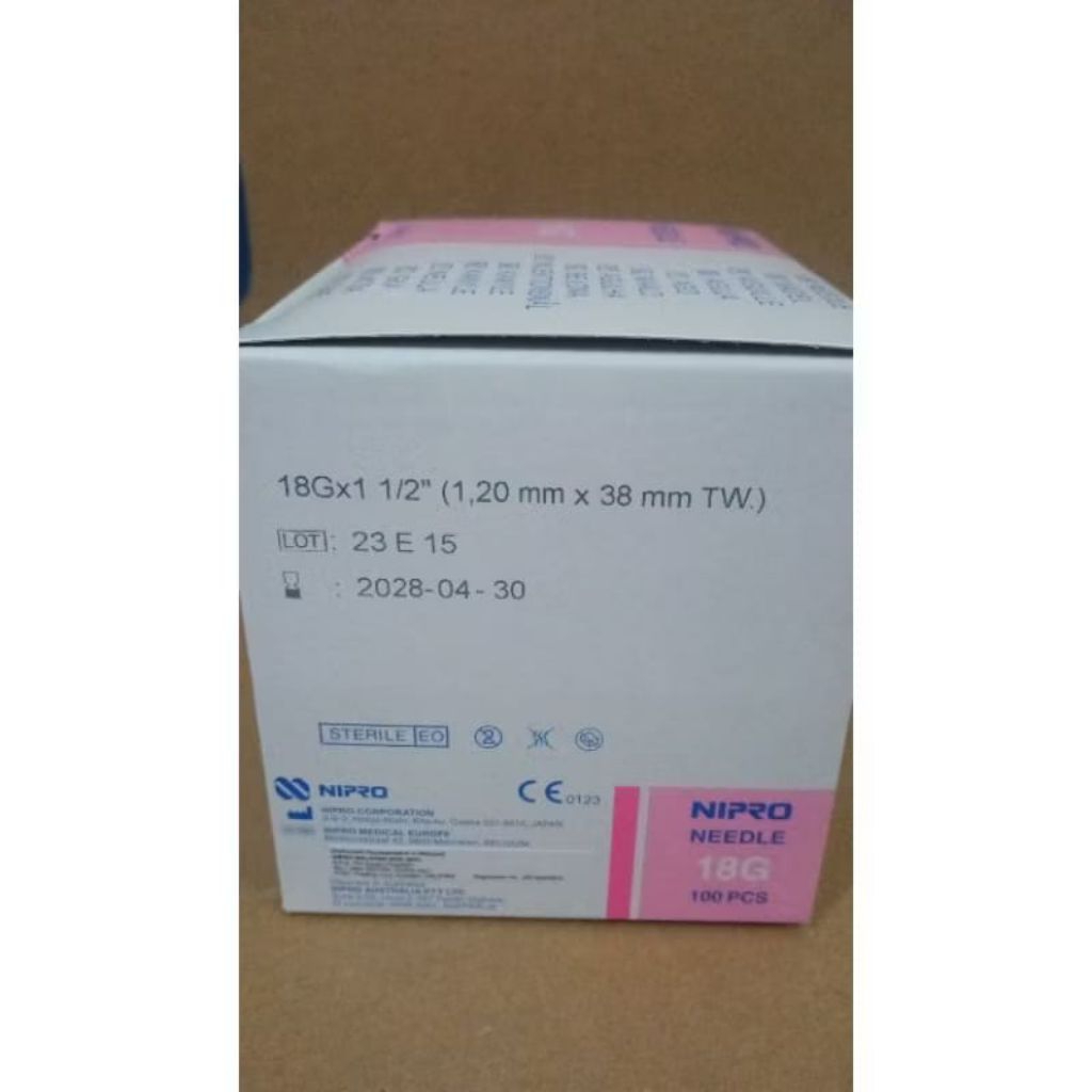 Jarum Nipro Needle 18G 1.5inch Original isi 50pcs