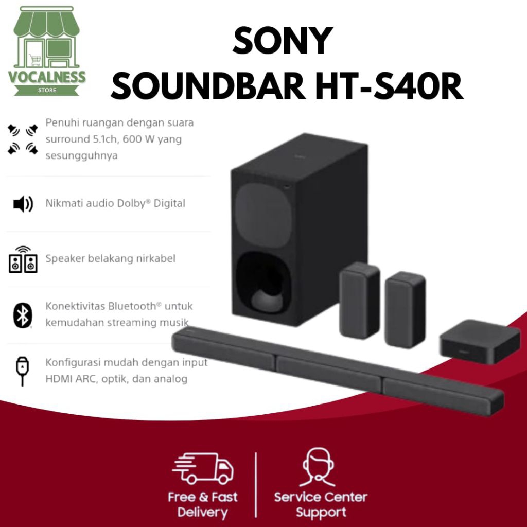 SONY HT-S20R / HT-S40R SOUNDBAR 5.1CH WITH REAR SPEAKER HTS20R / HTS40R