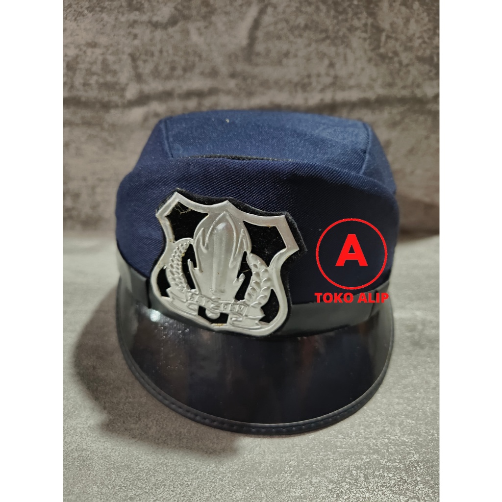 Topi Pet Security Biru (Wanita) - Topi Pet Satpam Topi PDH Satpam Biru Wanita