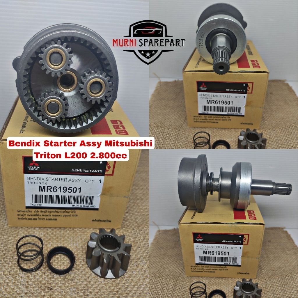 Murni Sparepart Bendix Starter Assy Mitsubishi Triton L200 2.800cc Original MR619501 Sparepart Mobil
