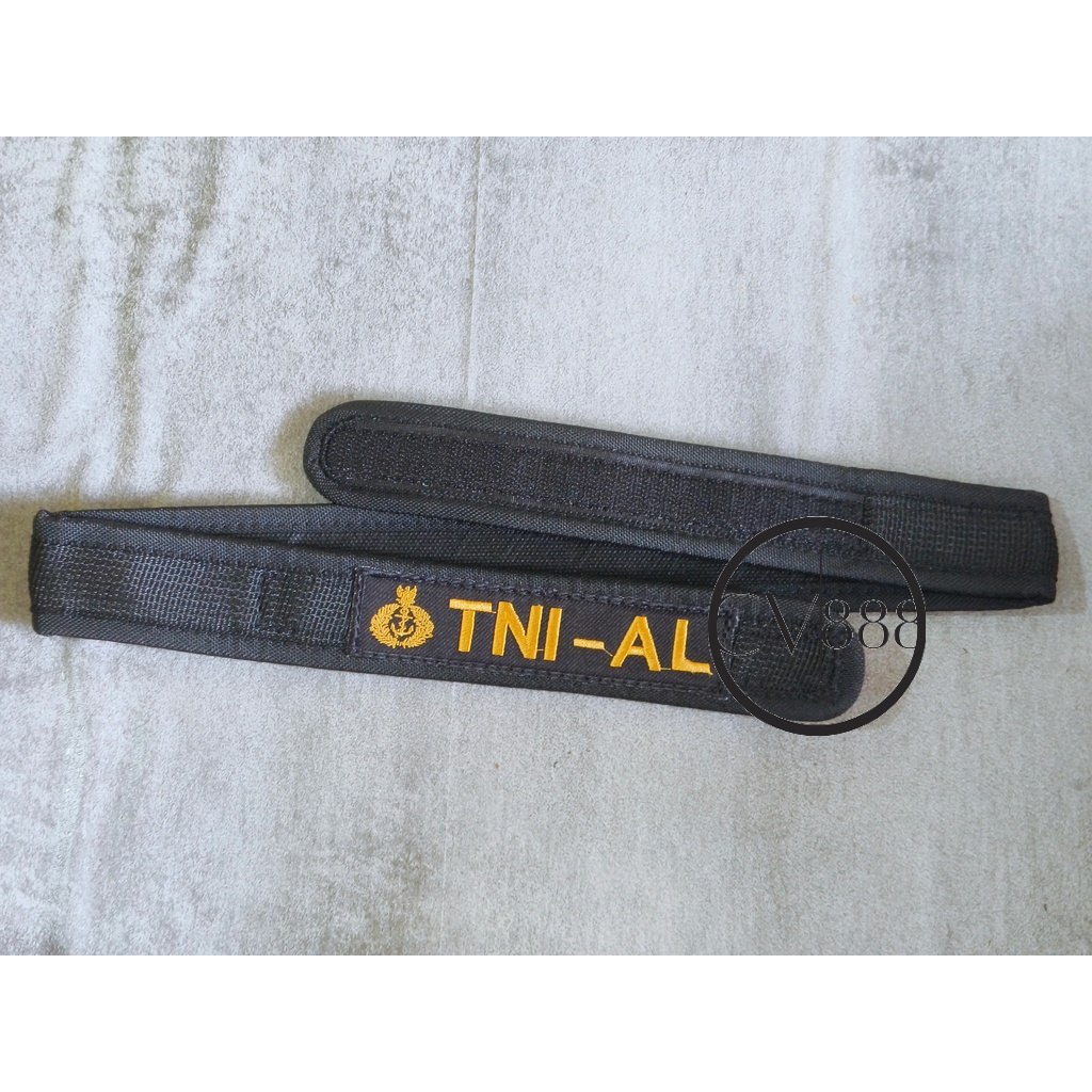 Sabuk TNI AL (Hitam) - Sabuk Perekat TNI AL - Ikat Pinggang TNI AL - Sabuk Prepet TNI AL Prekat