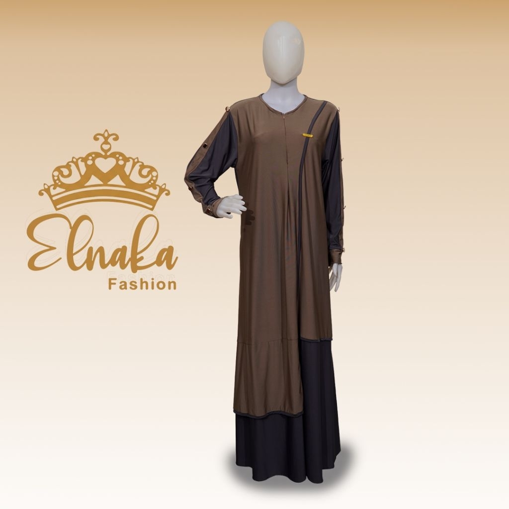 Gamis Dres Inara Premium Elnaka Cokelat Muda 042