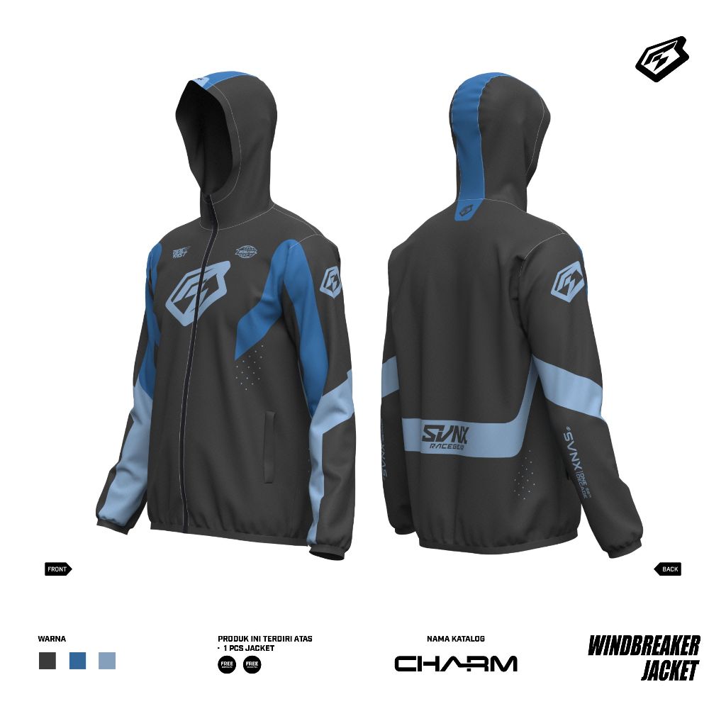 JAKET WATERPROOF CHARM SERIES / JAKET SVNX RACEGEAR CUSTOM DESIGN