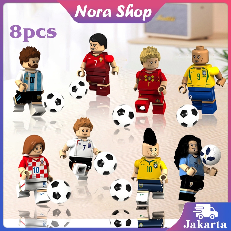 8Pcs Lego Pemain Sepak Bola / Minifigure Sepak Bola / Figure Pemain Bola