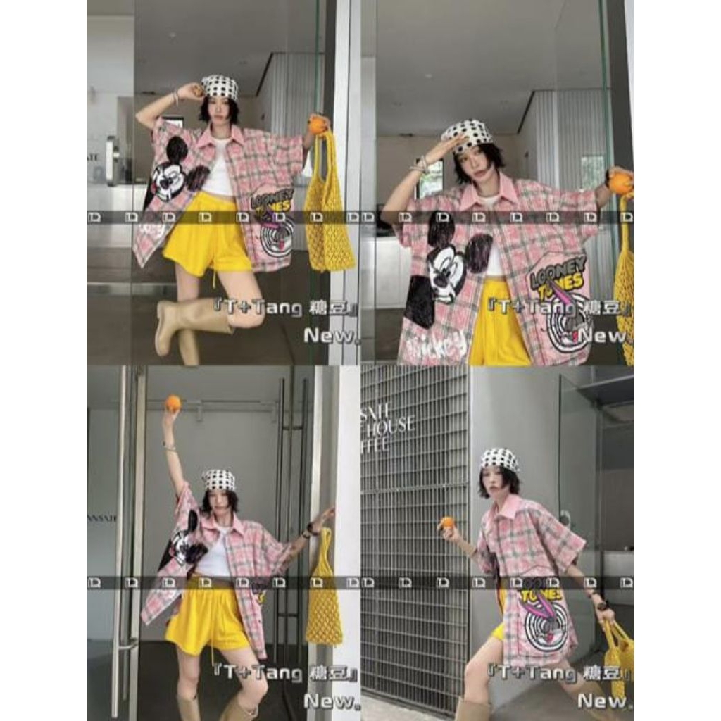 KEMEJA T+TANG MICKEY LOONEY TUNES / KEMEJA OVERSIZE / KEMEJA IMPORT / OUTER