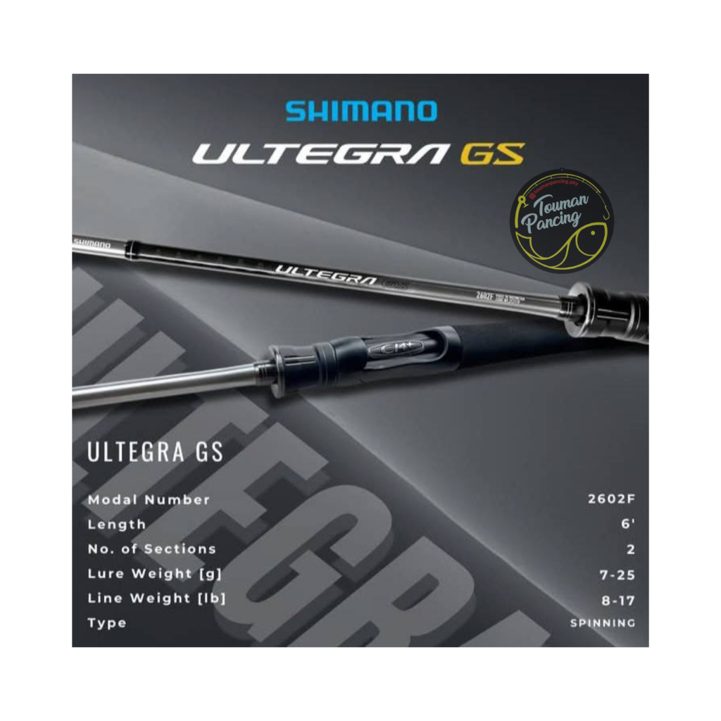 Joran Spinning Shimano Ultegra GS 2602F (2025) – Carbon, Fuji Guide, Reel Seat CI4+, Lure 7–25g