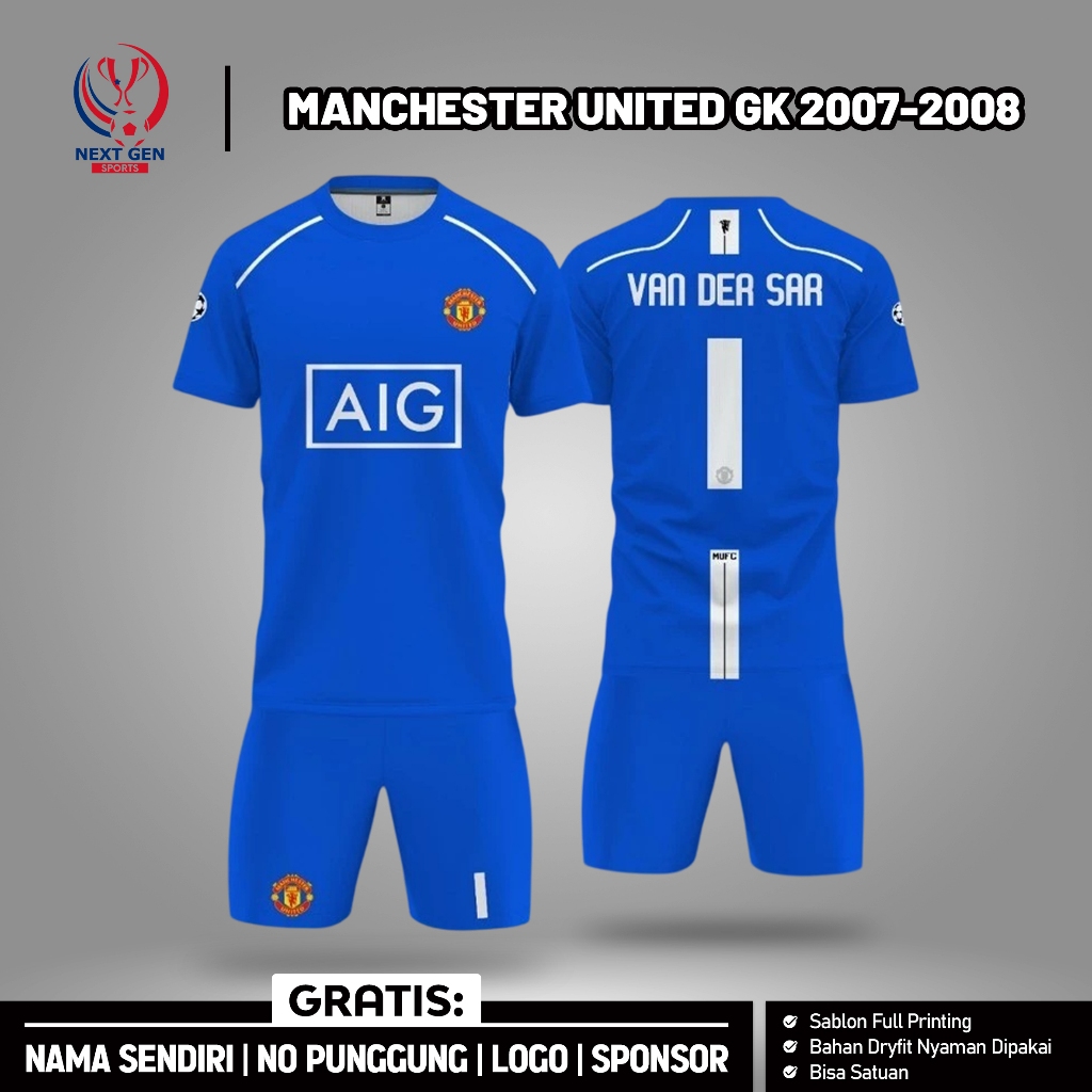 Baju Bola Jersey MU Kiper 2007 - 2008 [Gratis Nama dan Nomor Pungung]
