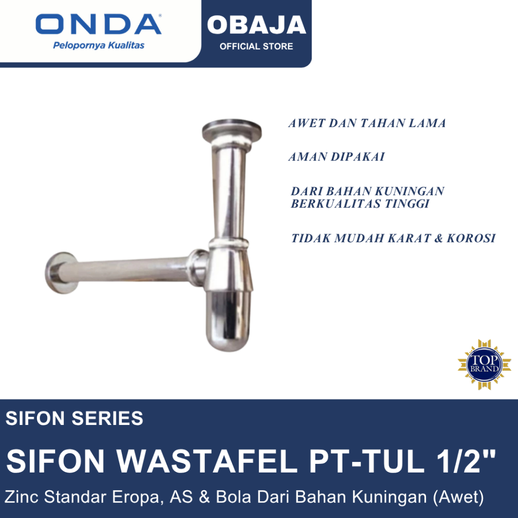 Onda Sifon Wastafel PT TUL 1/2" / Sifon Wastafel Afur Trap PT Tul 1/2" Onda